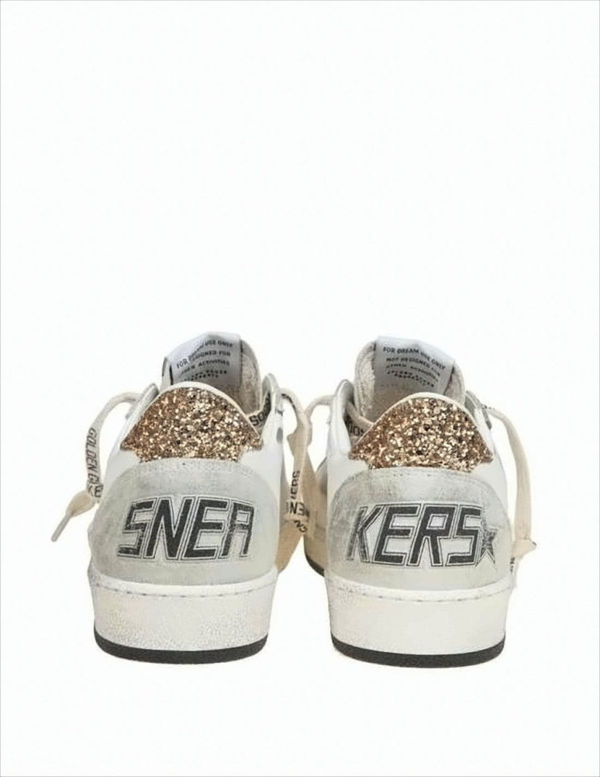 Golden Goose Distressed White Low-Top Sneakers With Black Star