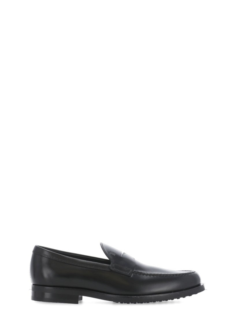 Tod's Black Embossed Monogram Loafers