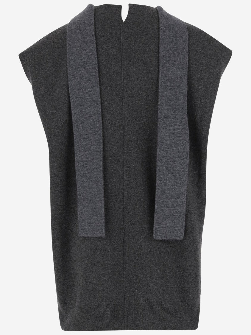 Carven Cashmere Top With Neck Scarf