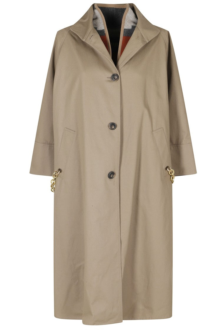 Bazar Deluxe Taupe Oversized Wool Lined Cotton Trench Coat