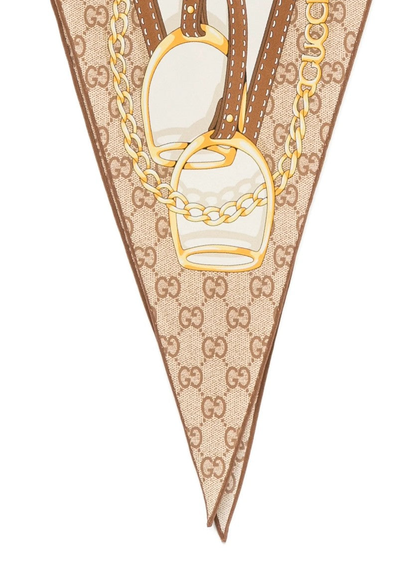 Gucci Beige Monogram Print Triangular Scarf