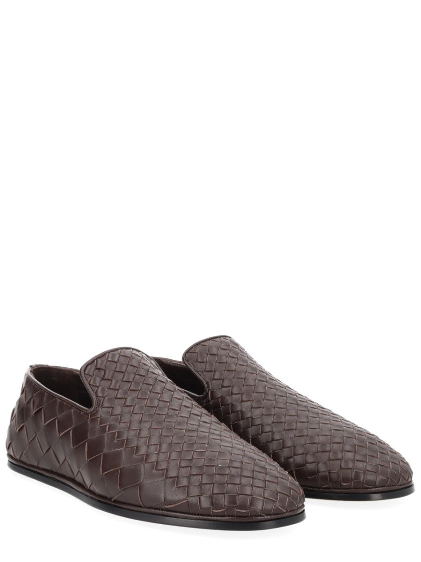 Bottega Veneta Sunday Pointed-Toe Woven Leather Slippers