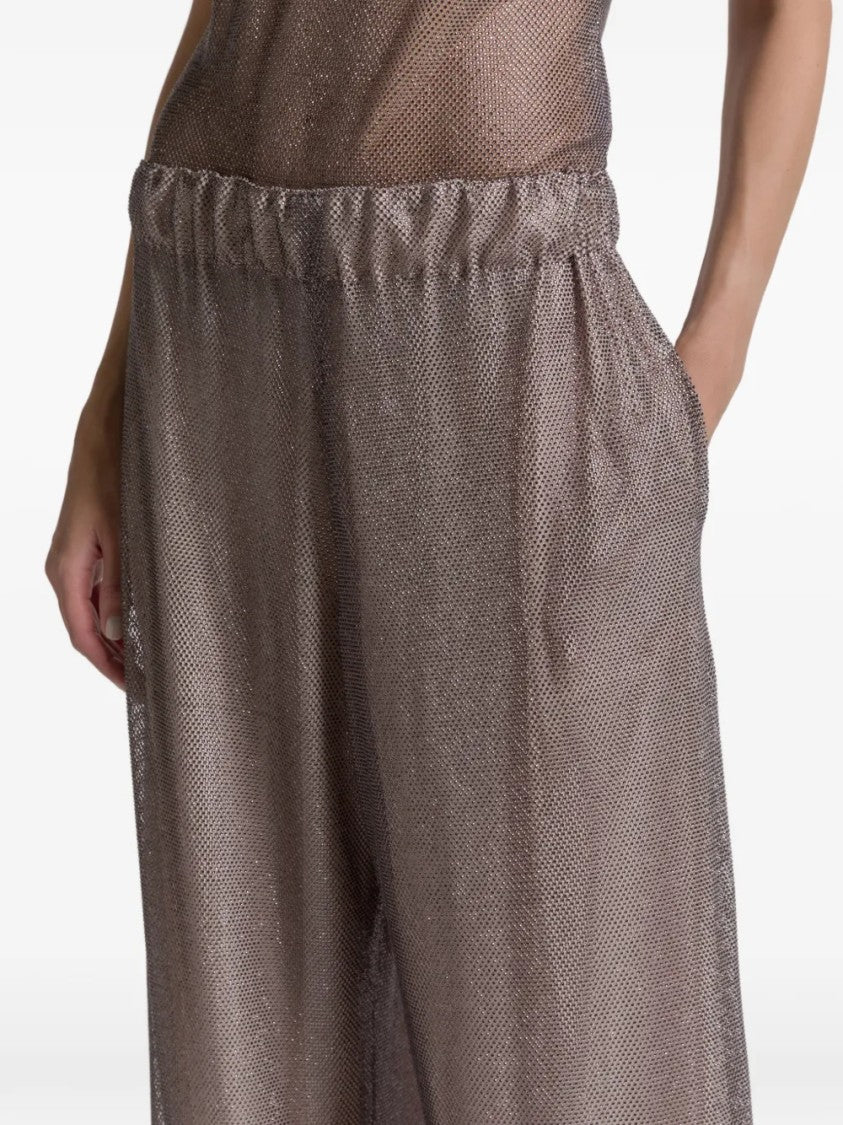Alberta Ferretti Wide-Leg Pants With Elastic Waistband And Sheer Fabric