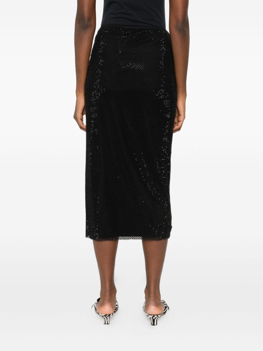 Self-Portrait Fitted Midi Skirt With Subtle Shimmer