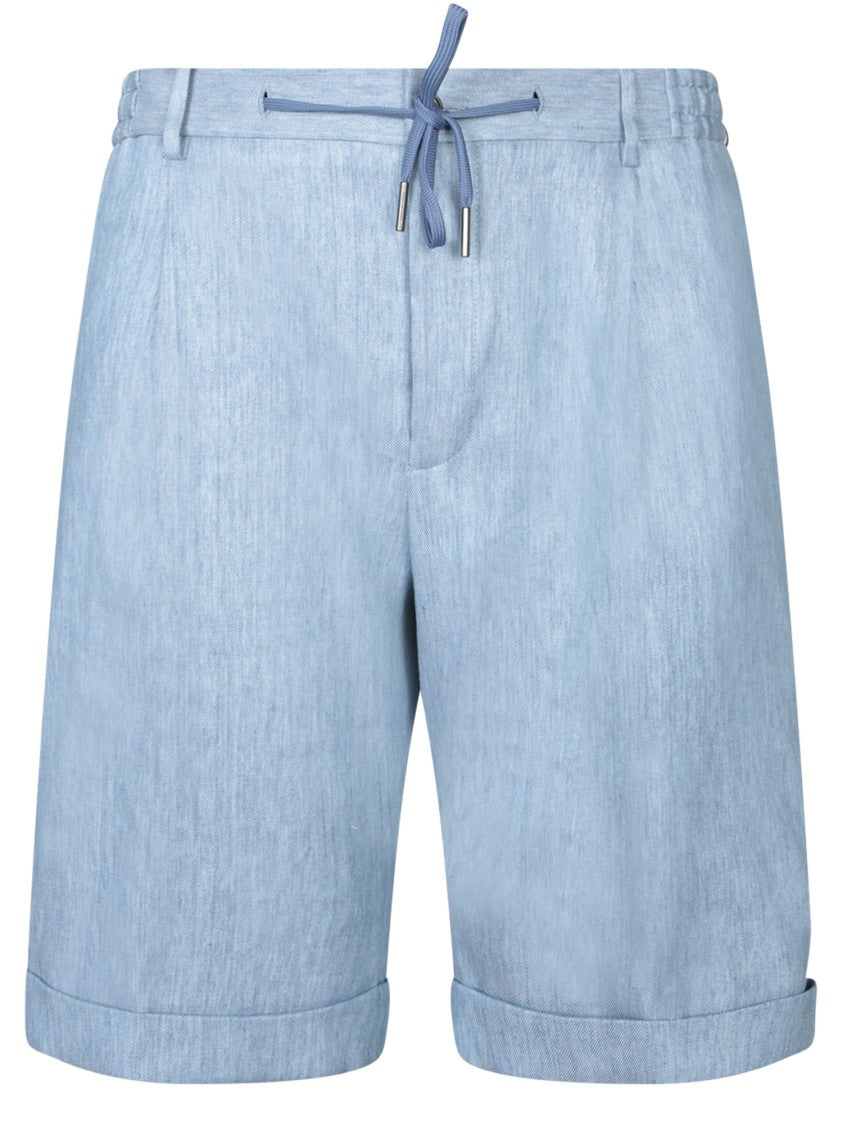 Tagliatore Breathable Linen-Cotton Blend Brown Shorts