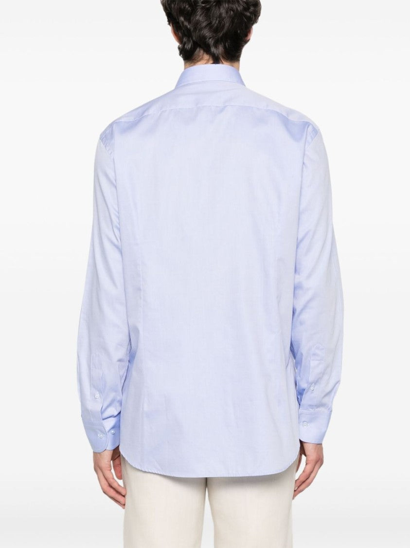 Etro Celeste Cotton Shirt With Classic Design