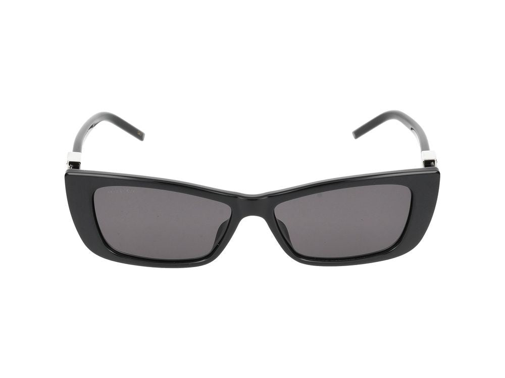 Gucci Black Metallic Logo Detail Oversized Square Sunglasses