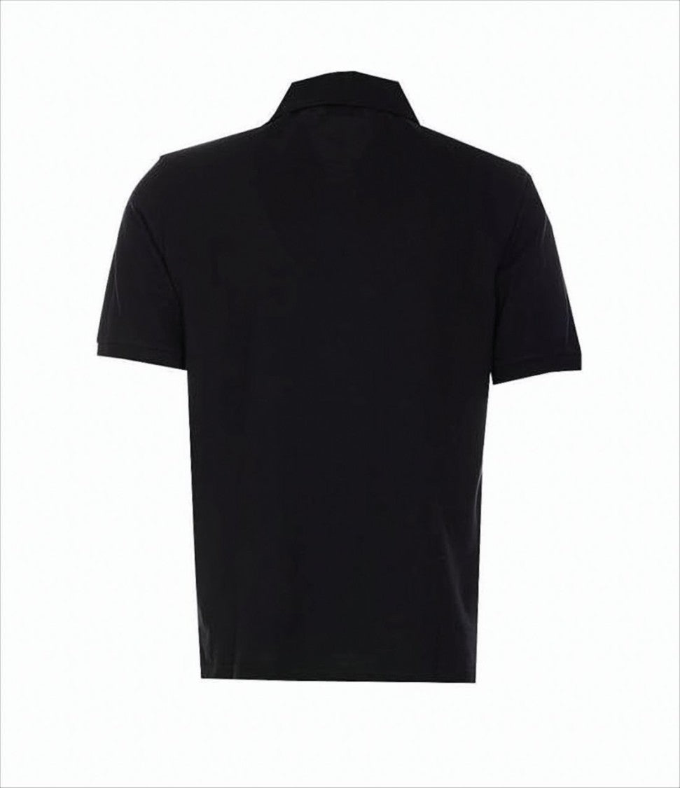 Saint Laurent Minimalist Black Short-Sleeve Polo Shirt With Three-Button Placket