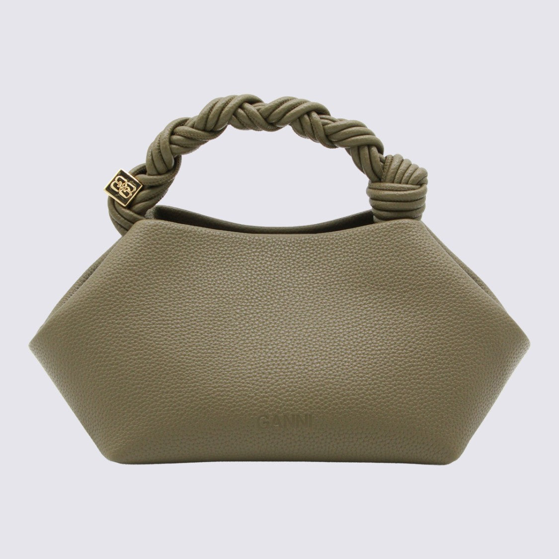 Ganni Geometric Handbag With Twisted Handle And Gold-Tone Accents