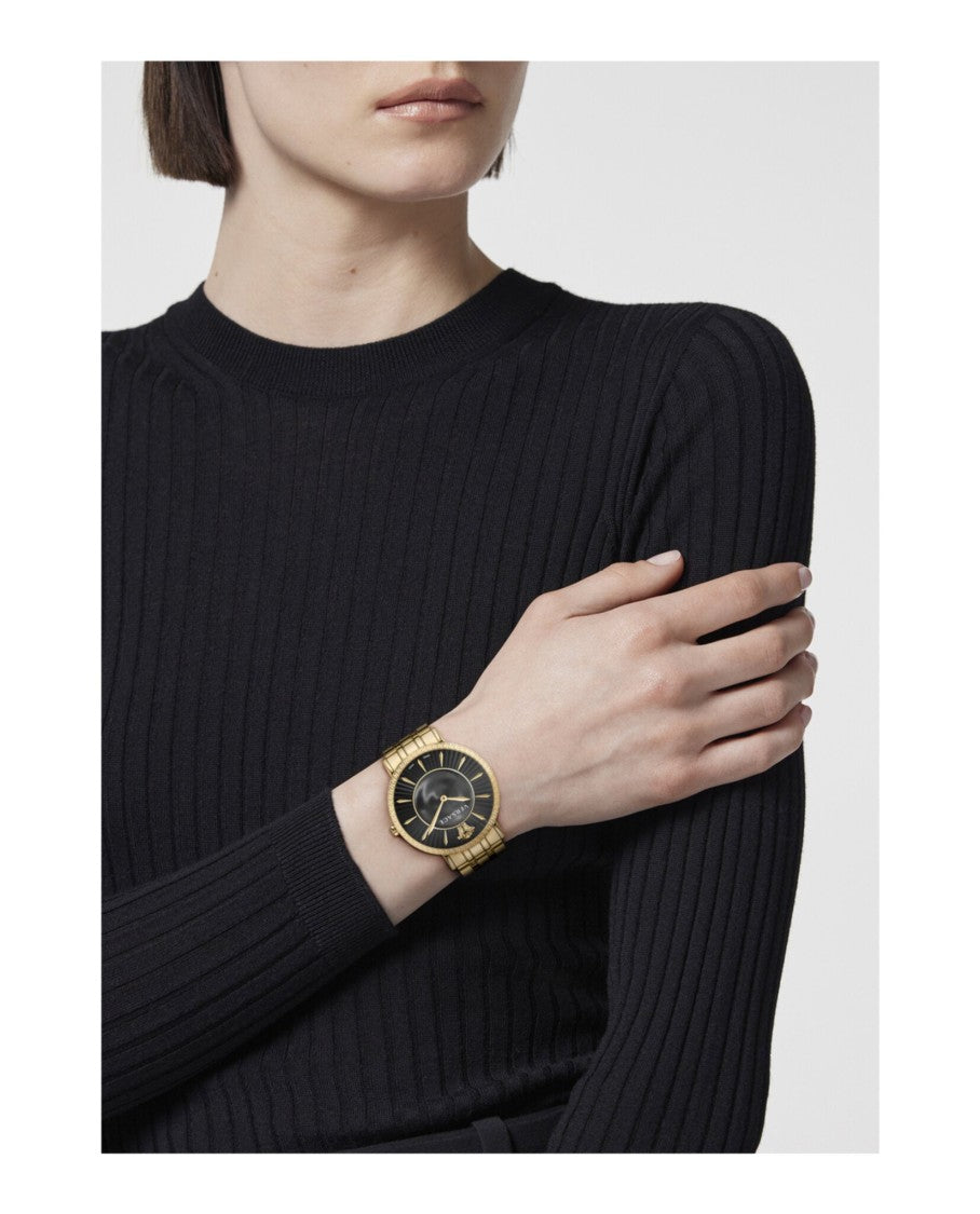 Versace V-Eternal Bracelet Watch With Black Guilloche Dial