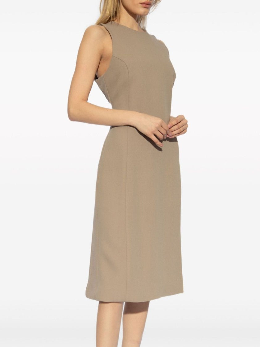 Ami Paris Beige Virgin Wool Midi Dress