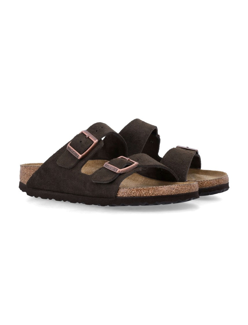 Birkenstock Arizona Suede Flat Sandals In Mocca