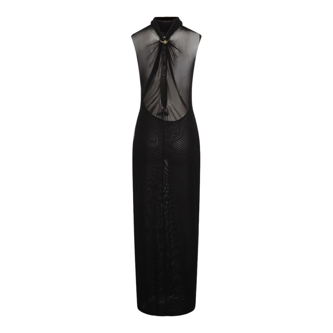 Jean Paul Gaultier Maxi Black Dress With Sheer Mesh