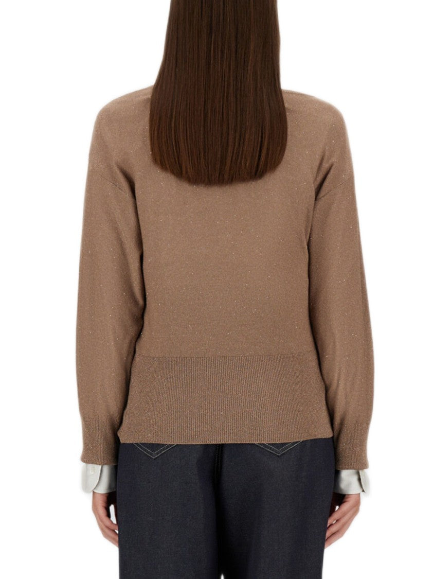 Herno Viscose Knit Sweater With All-Over Sequin Embroidery