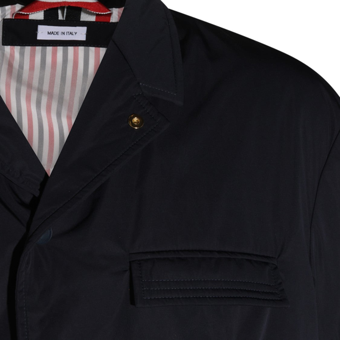 Thom Browne Navy Casual Jacket With Signature T-Bar Stripes