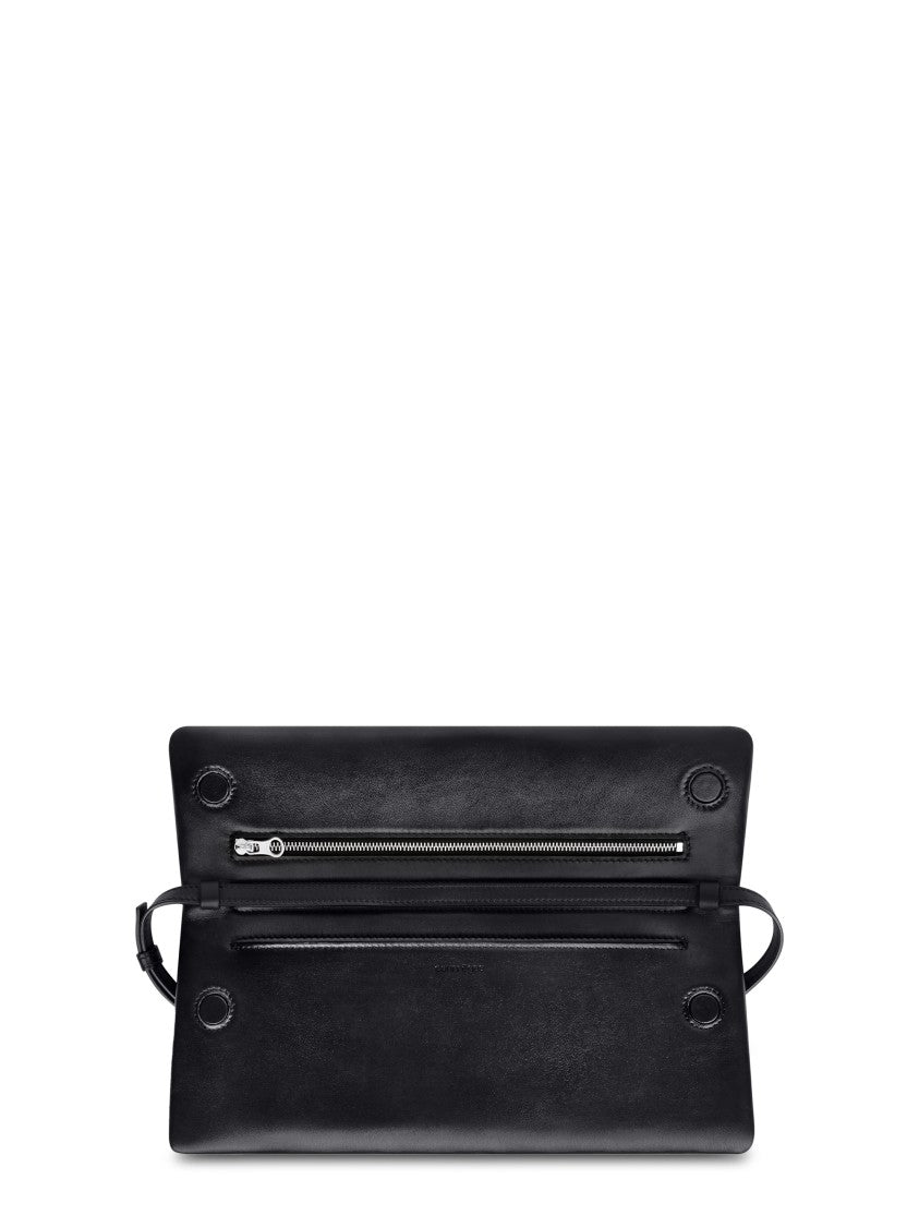 Courrèges Sleek Black Calf Leather Clutch