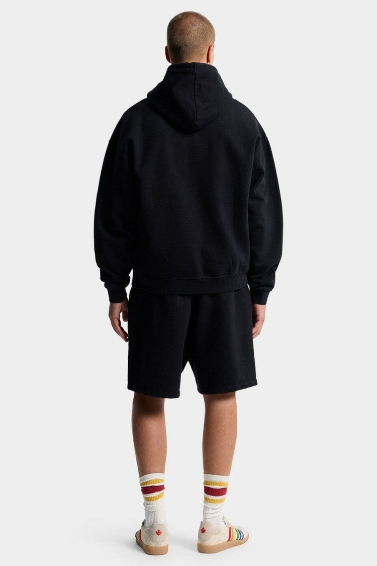 Dsquared2 Black Drawstring Waist Script Logo Cotton Shorts