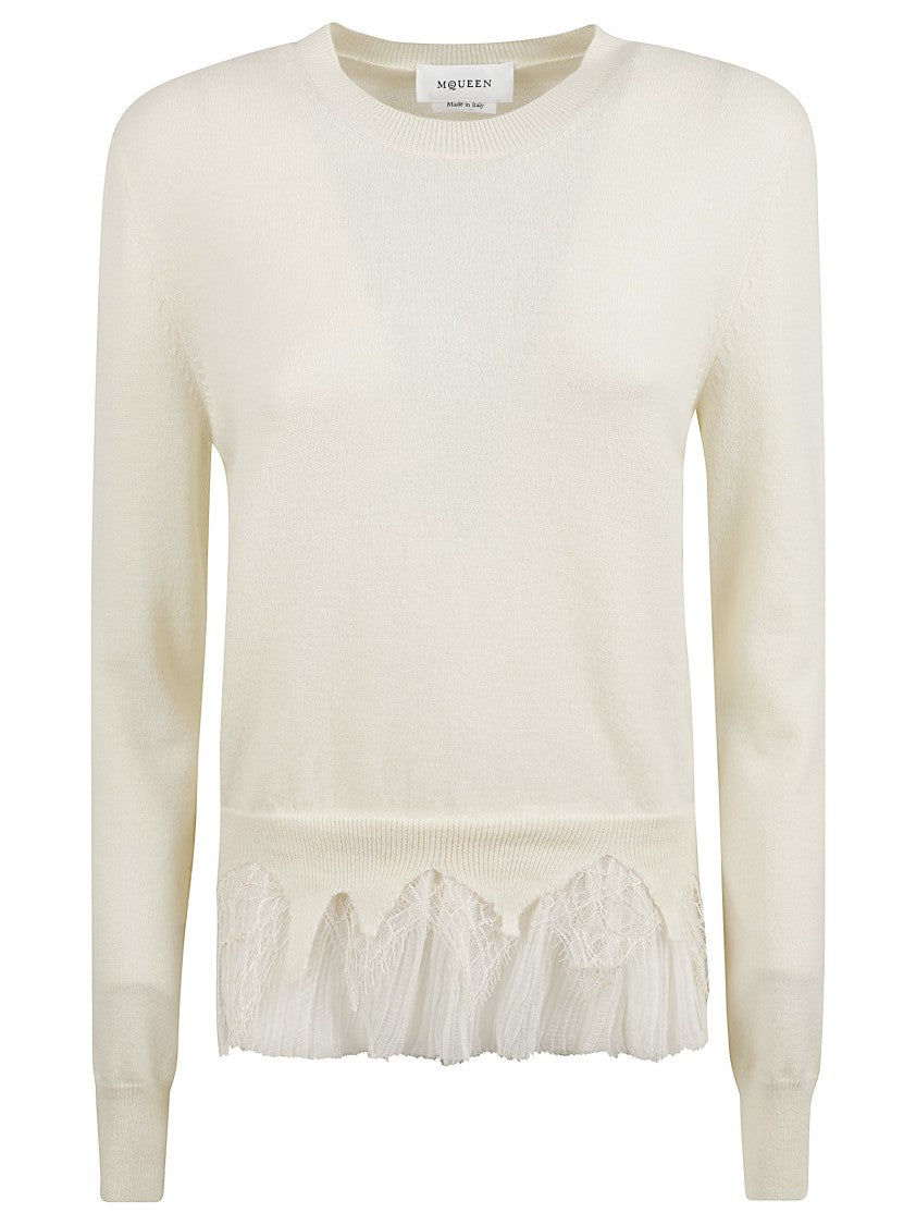 Alexander Mcqueen Wool-Cashmere Sweater With Lace