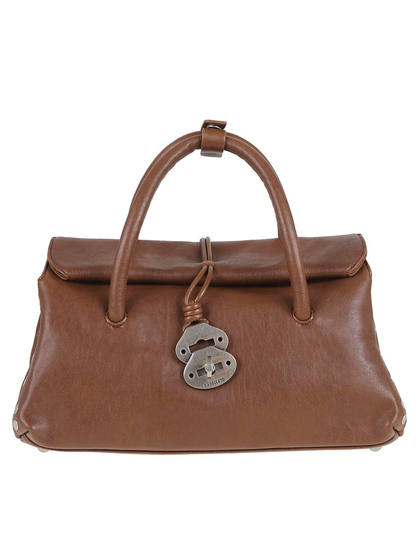 Zanellato Lambskin Leather Shoulder Bag With Silver Studs