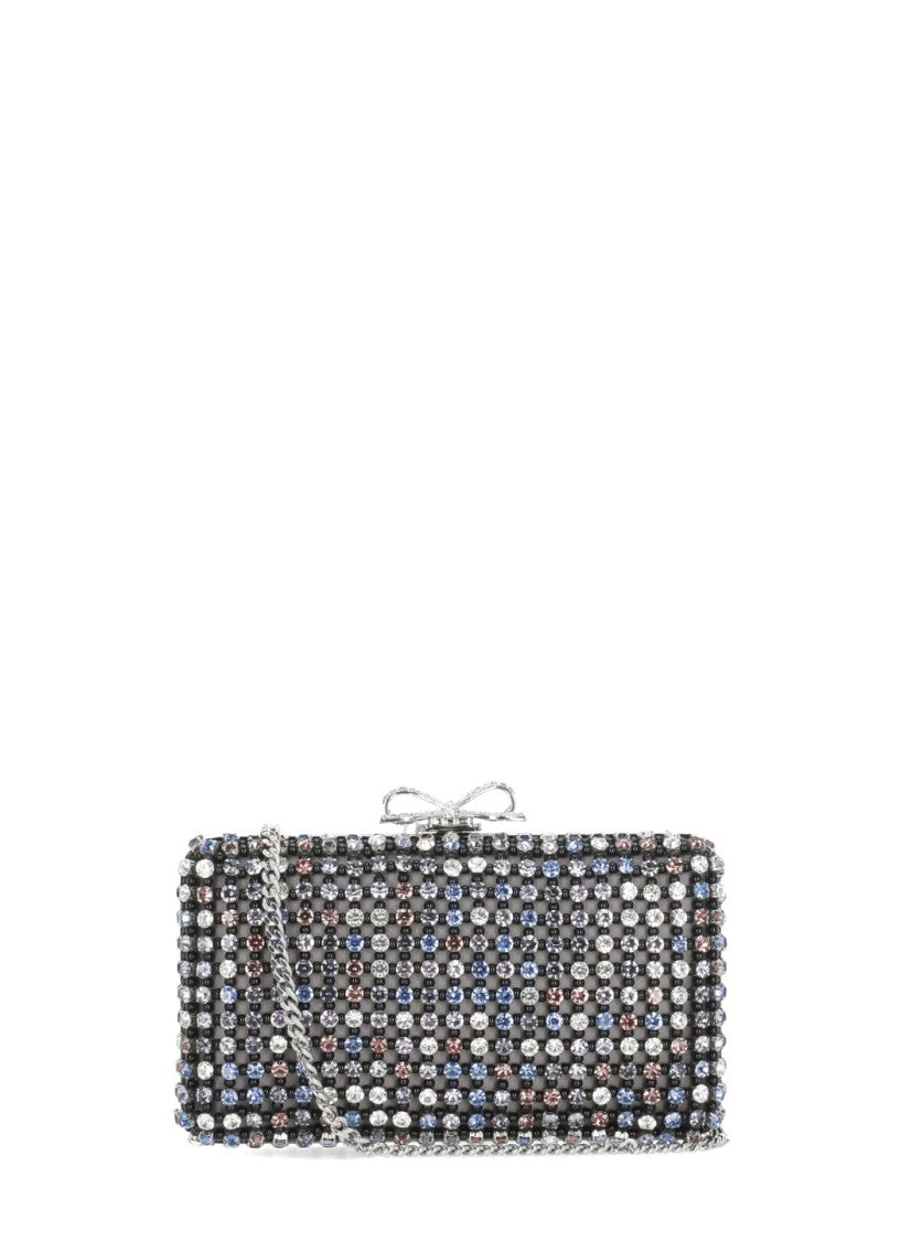 Self-Portrait Crystal-Embellished Chainmail Clutch Bag