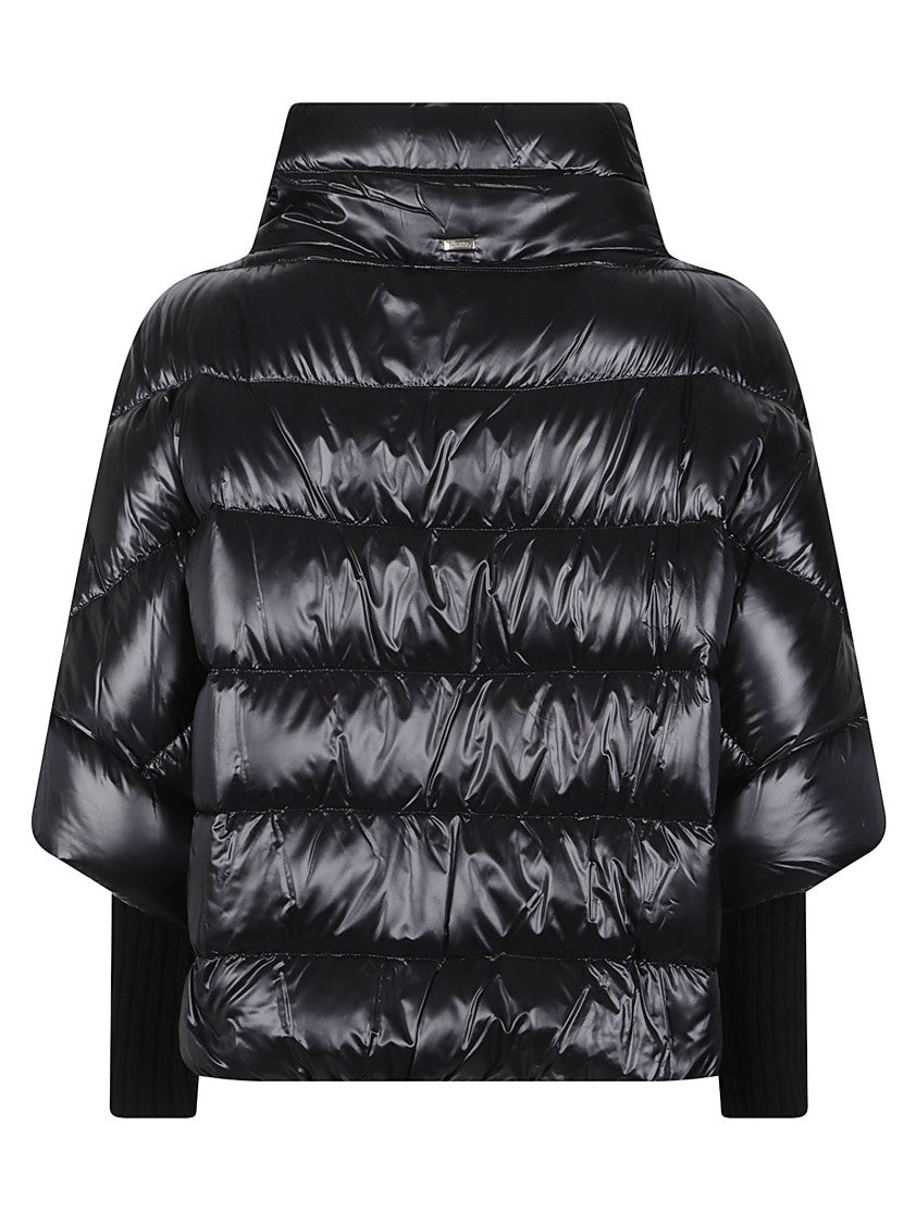 Herno Ultralight Quilted Layered High-Collar Long Down Jacket