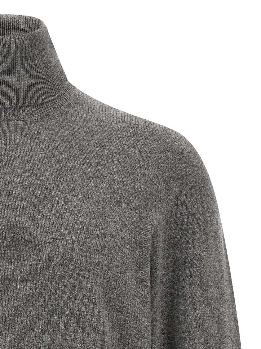 Brunello Cucinelli Fine-Knit Cashmere Turtleneck Sweater With Cuffed Sleeves