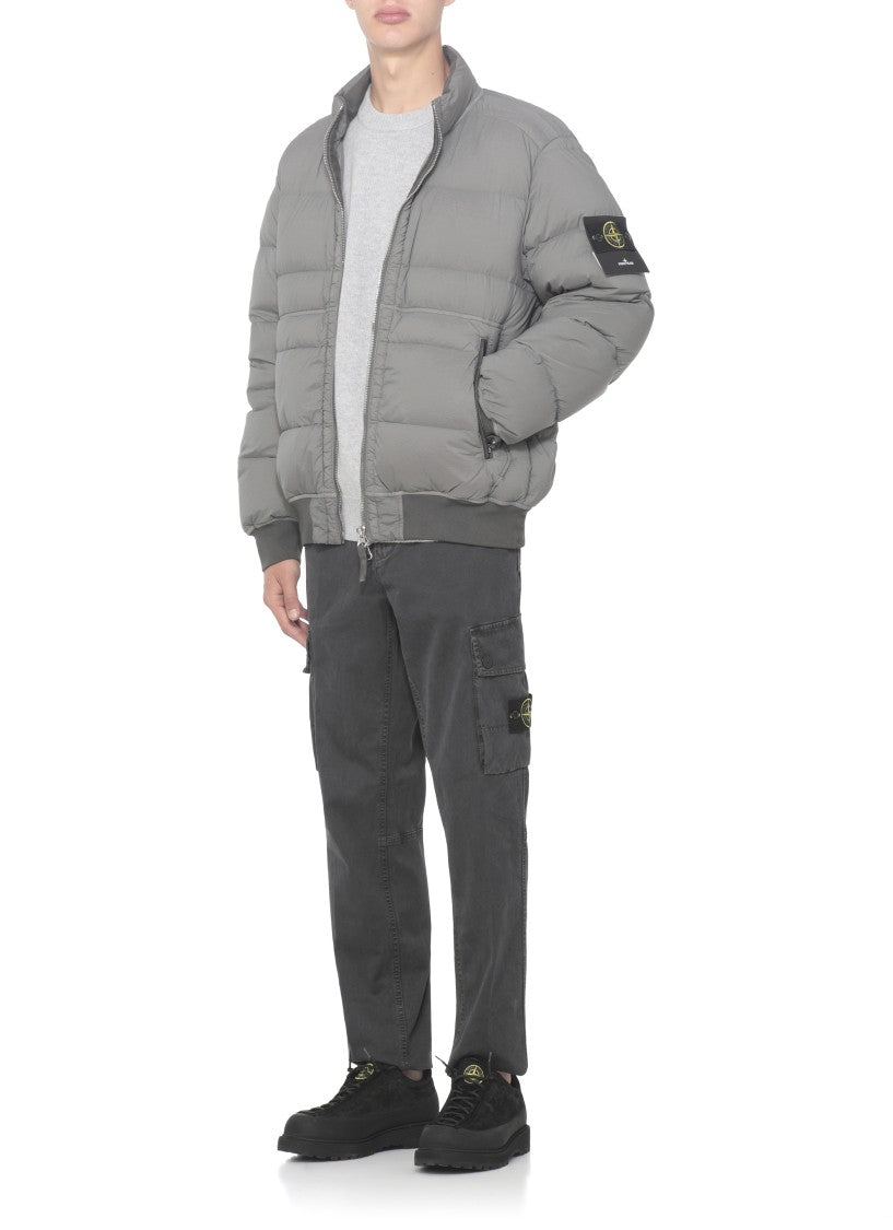 Stone Island All-Over Ribbed Grey Wool Sweater