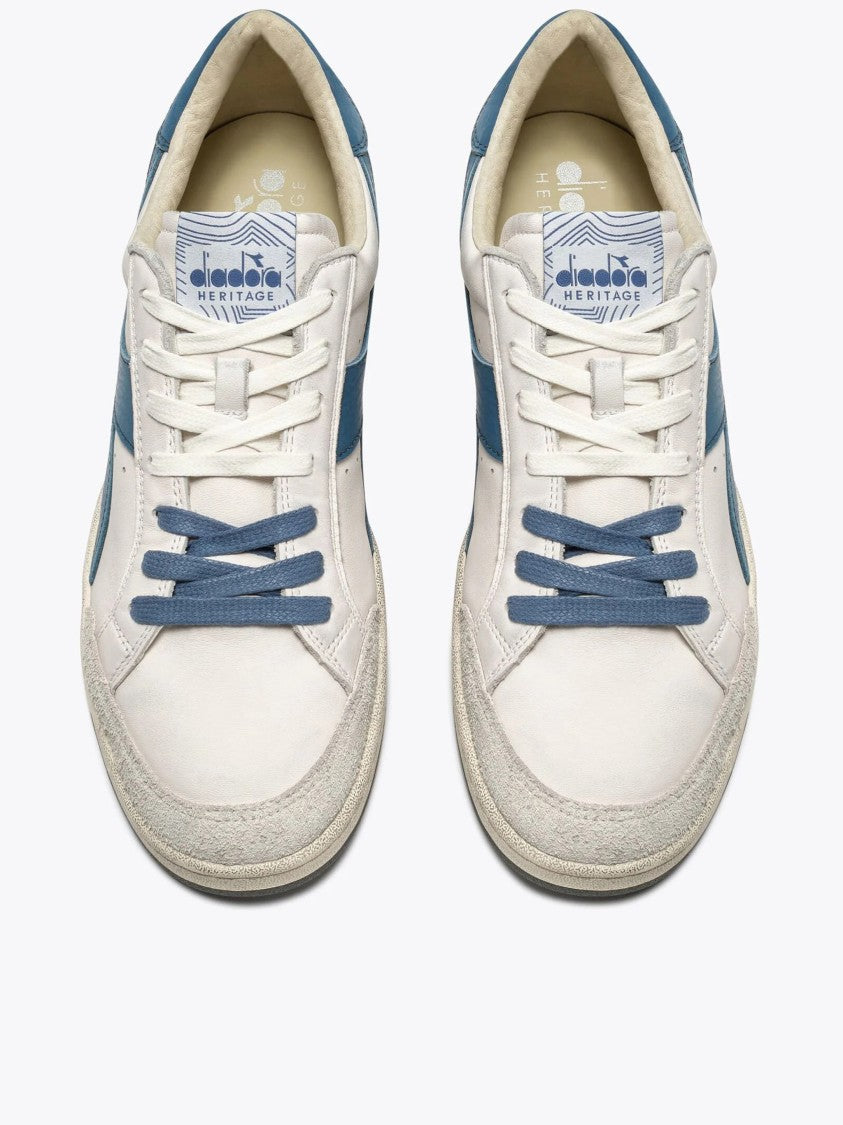 Diadora Prestige White Blue Side Stripe Sneakers