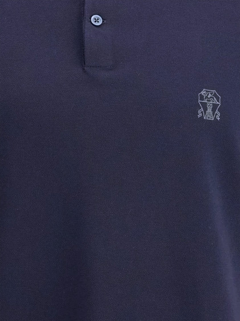 Brunello Cucinelli Textured Piqué Cotton Polo Shirt With Embroidered Logo