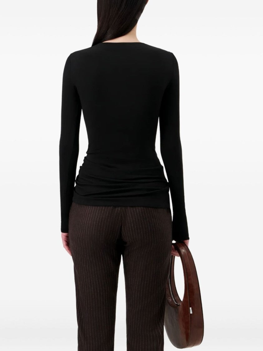 Coperni Black Gathered Buckle Detail Long-Sleeve Top