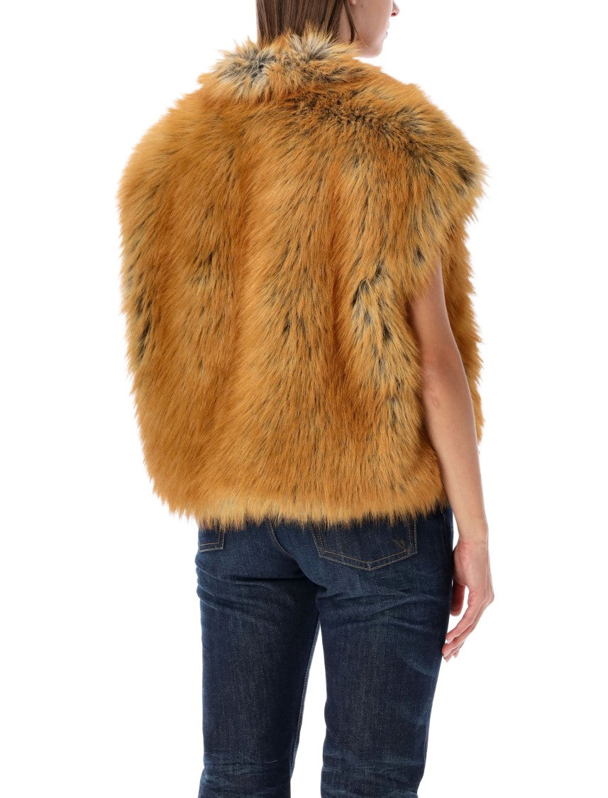 Sword Vest Eco Faux Plush Textured Faux Fur Vest