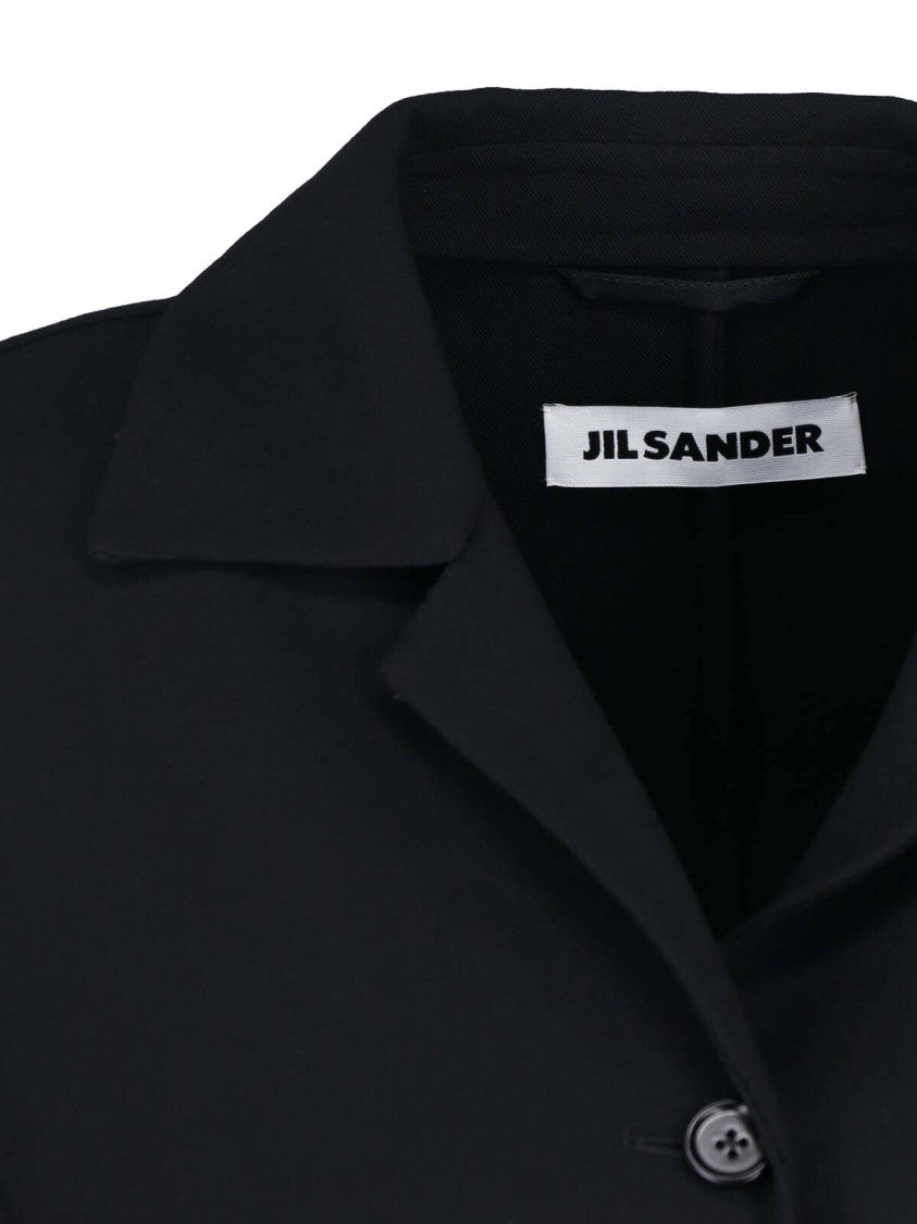 Jil Sander Black Single-Breasted Virgin Wool Coat