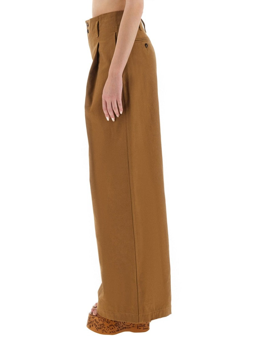 Chloé High-Waisted Wide Leg Pants With Double-Button Closure And Side Pockets