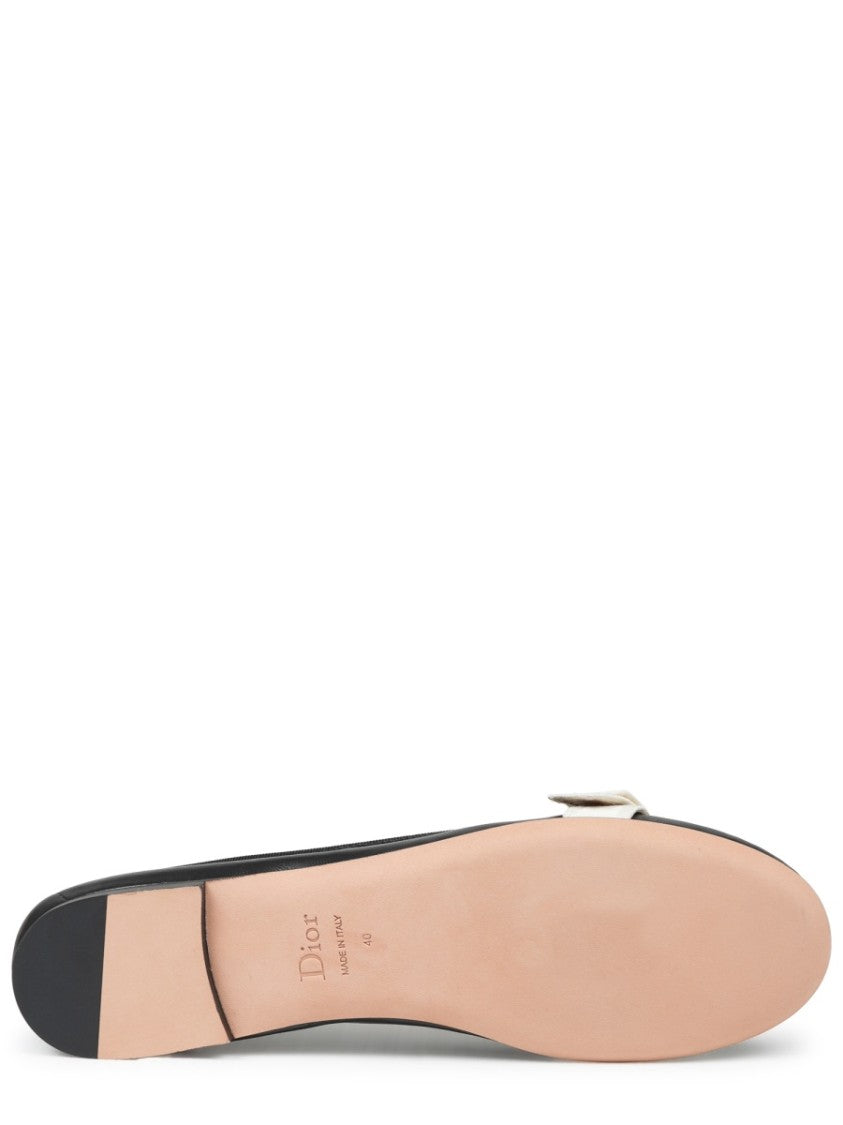 Dior J'adior Leather Fabric Bow Ballet Flats