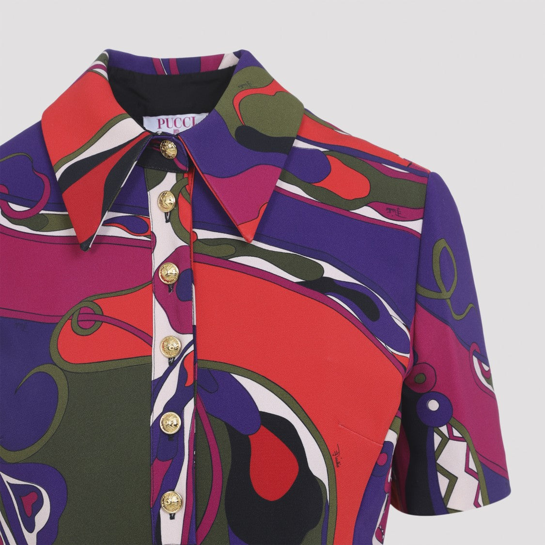 Pucci Mini Dress With Bold Abstract Pattern And Pointed Collar