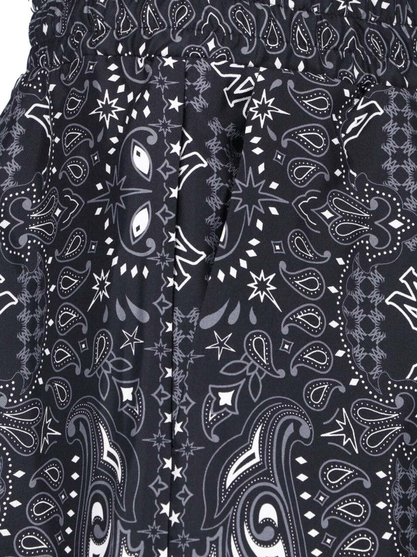 Amiri Black And White Paisley Print Shorts
