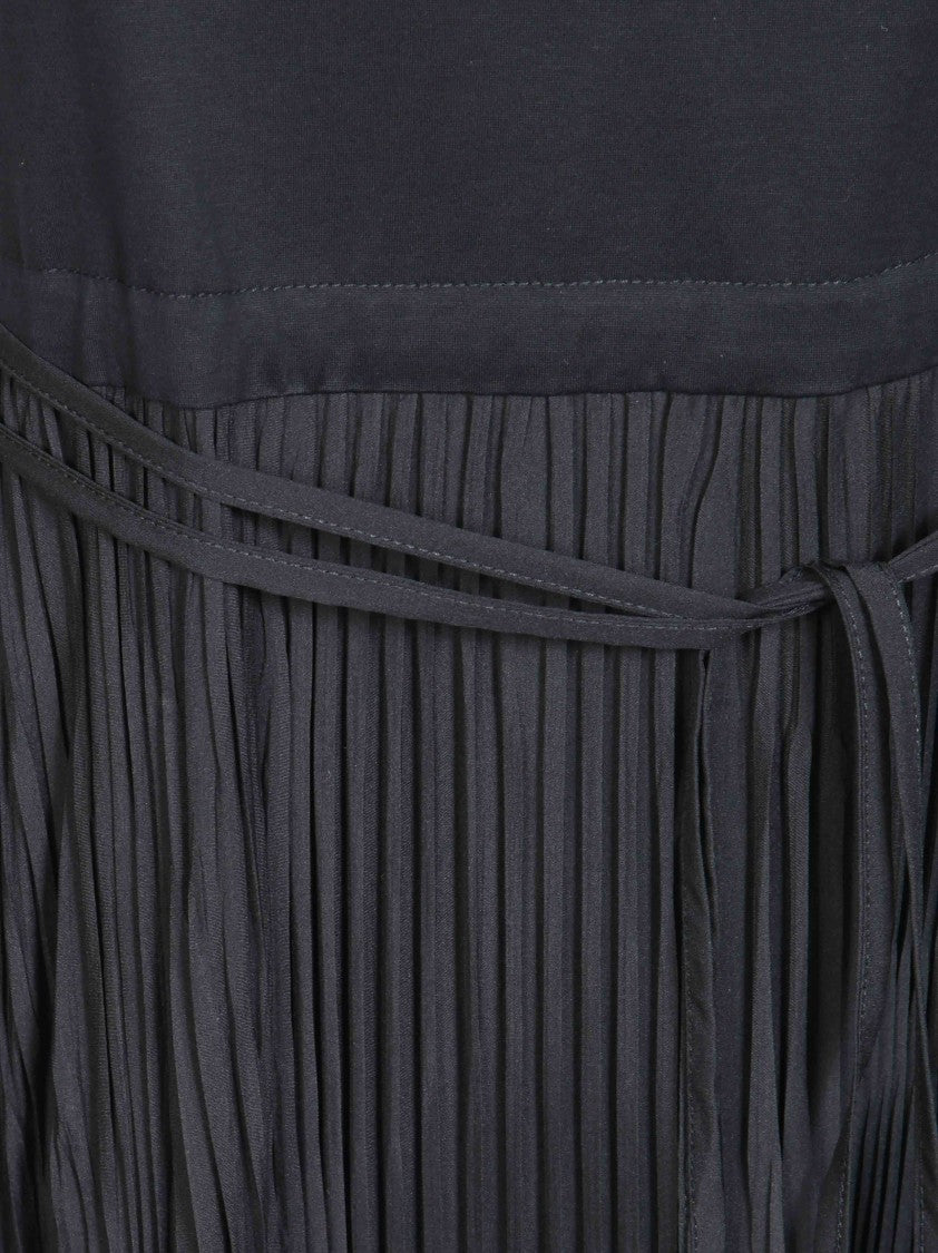 Max Mara Black Wkdclassi Belted Pleated Midi Dress