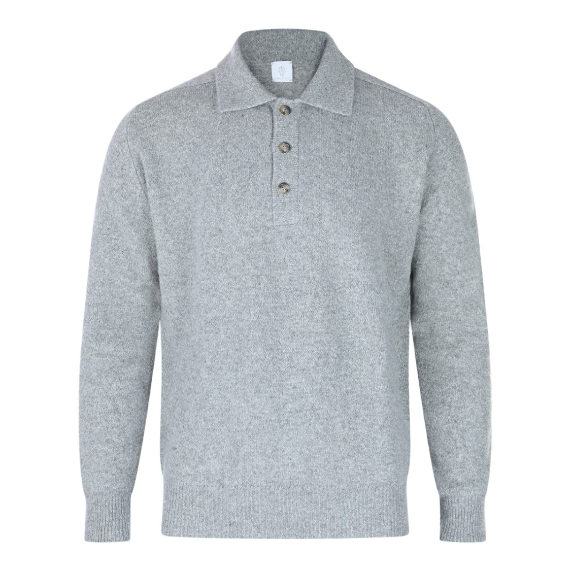 Eleventy Heathered Grey Knit Polo Sweater