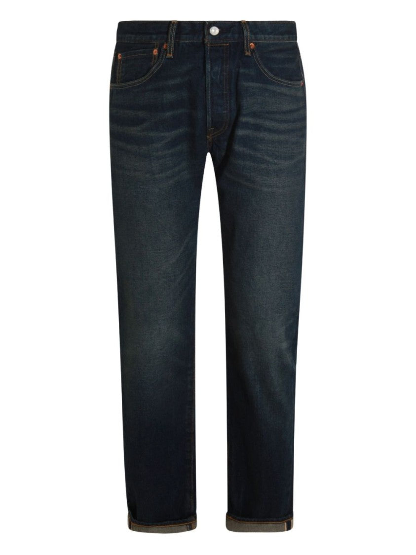 Levi's Straight-Leg Dark Wash Levi's Jeans With Vintage Detailing