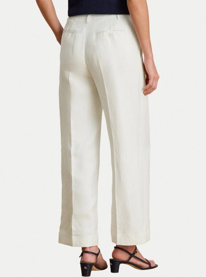 Polo Ralph Lauren White Sendon Cropped Pleated Trousers