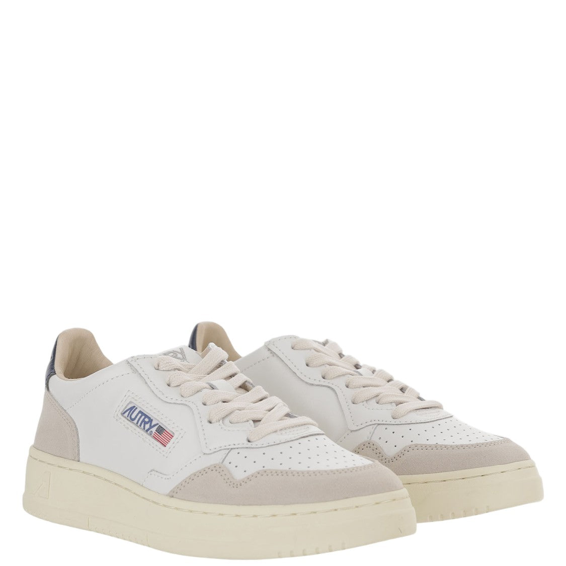 Autry Low Leather Sneakers With Perforated Toe
