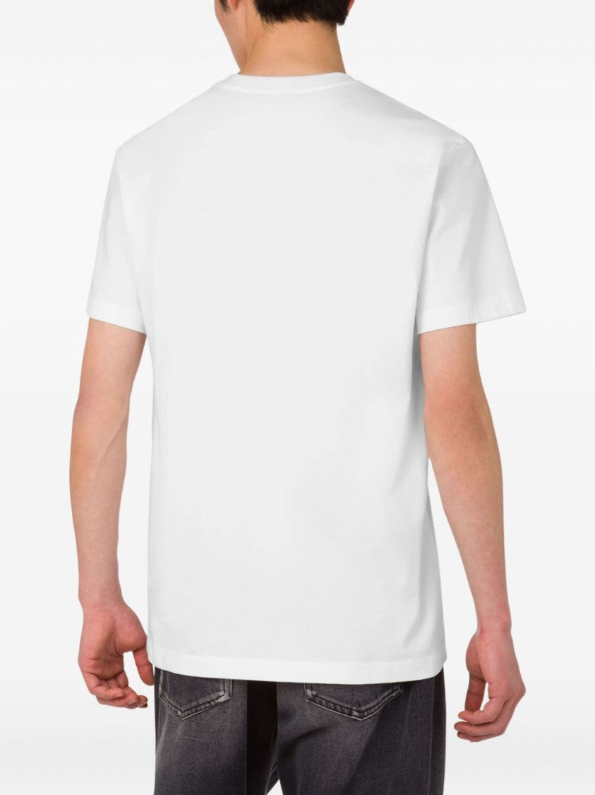 Moschino White Multicolour Logo Print Cotton T-Shirt