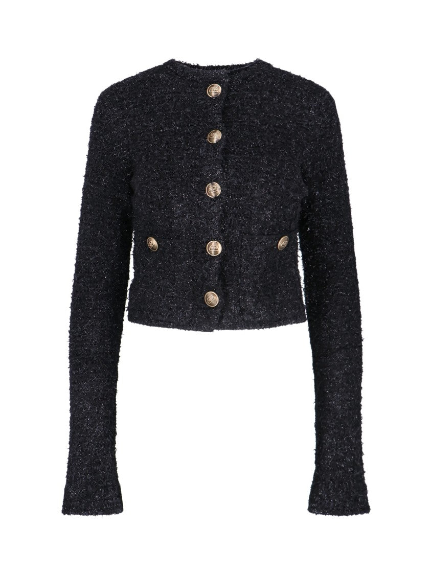 Balenciaga Crop Button Cardigan – Black
