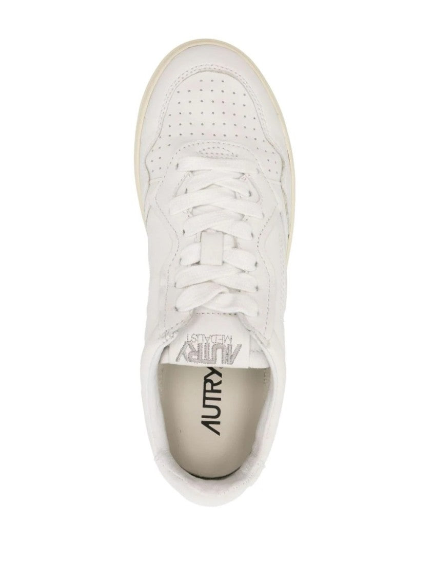 Autry White Leather Sneakers With Perforated Toe