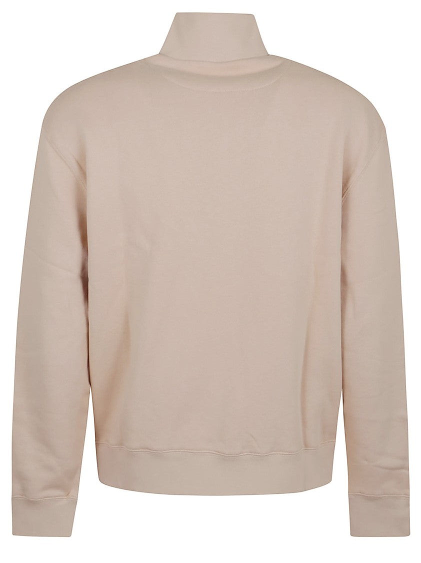Maison Kitsuné Half-Zip Grey Cotton Sweatshirt With High Collar