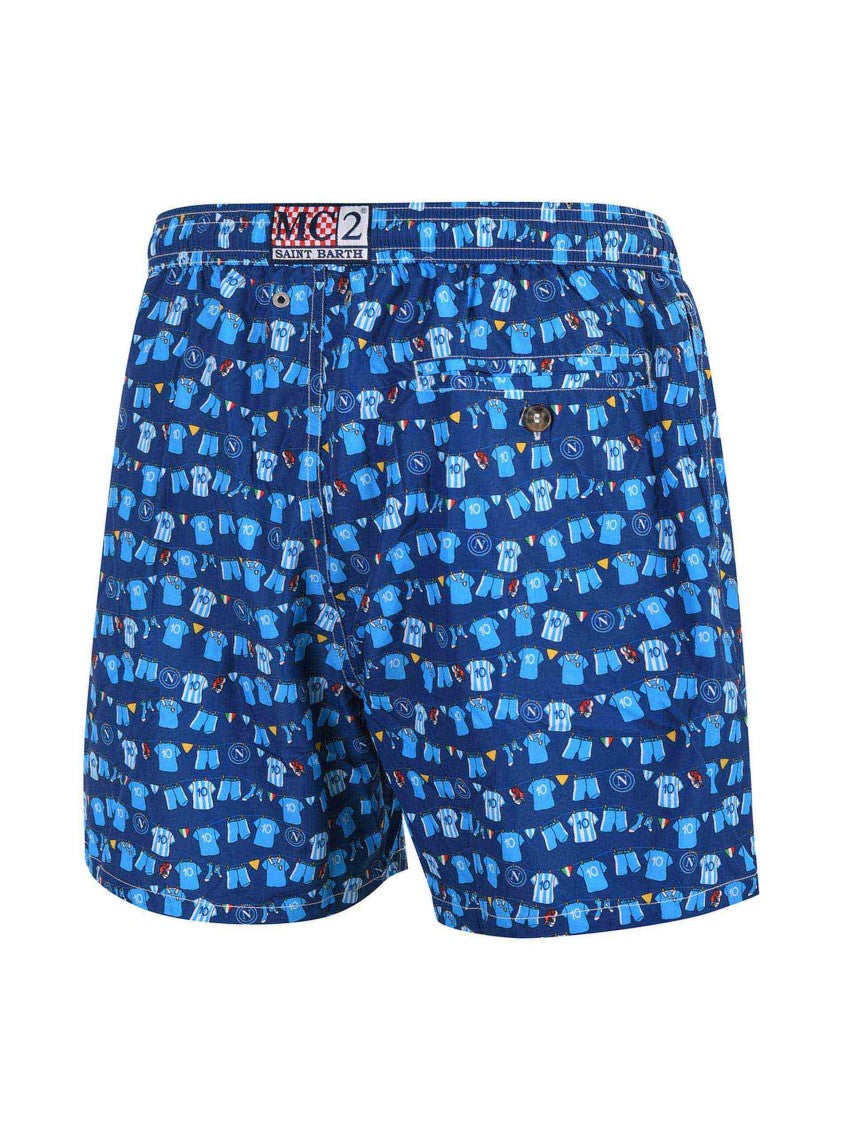 Mc2 Saint Barth Blue Fantasy Cotton Swim Shorts