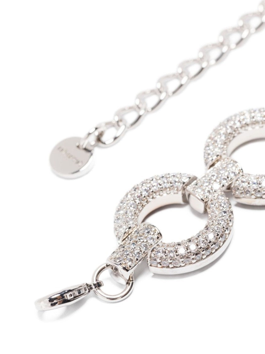 Self-Portrait Brass Necklace With Crystals And Adjustable Chain