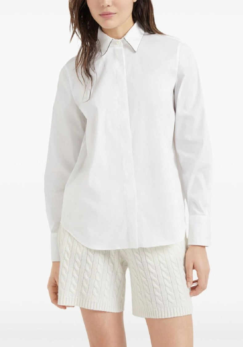 Brunello Cucinelli Long-Sleeve Tailored Shirt With Classic Collar