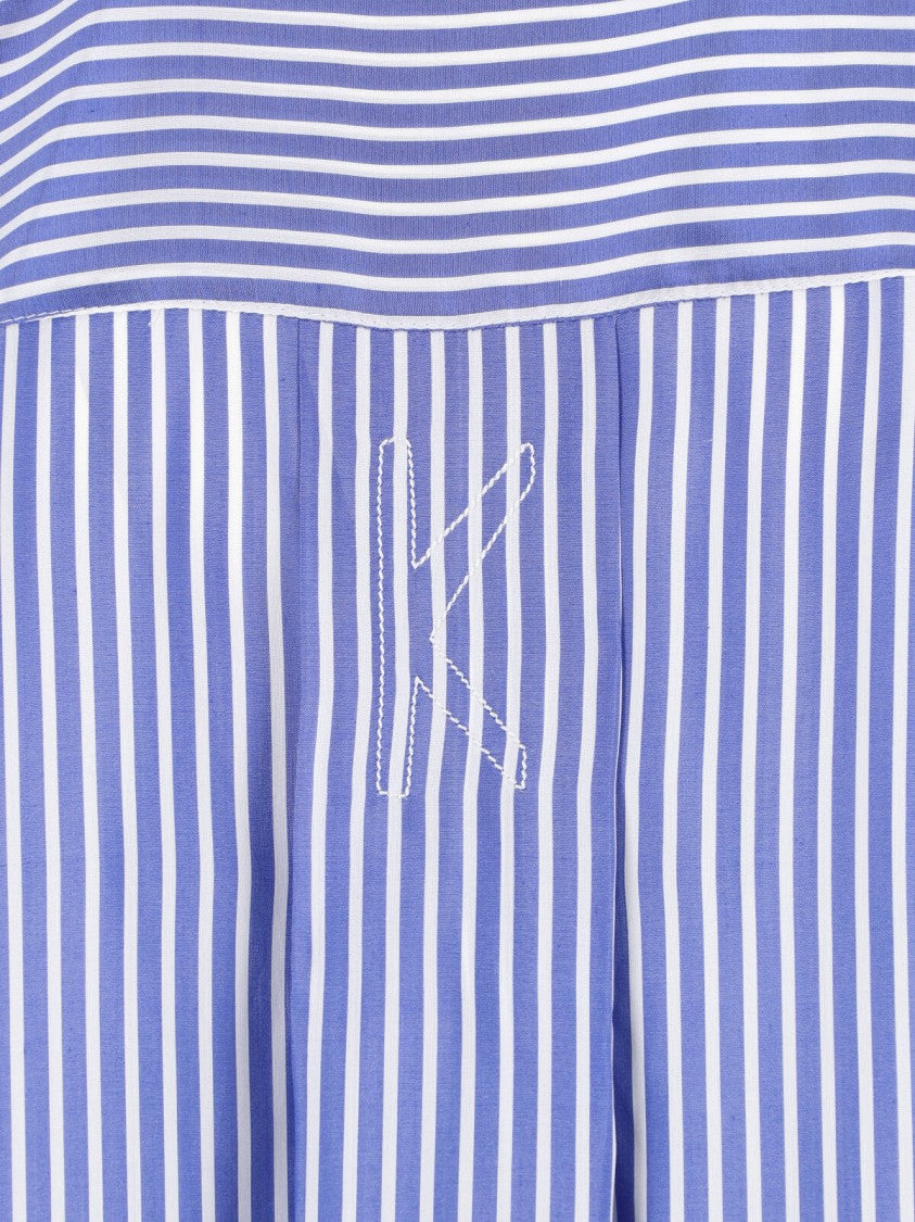 Kiton Blue Silk Striped Classic Collar Shirt