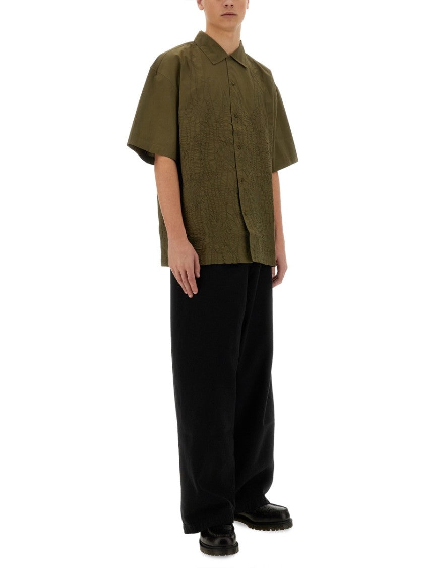 Ymc Green Textured Cotton "Ciders" Shirt